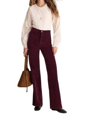 Madewell Dark Pomegranate The Wide-Leg Winnitex Corduroy Pants 29 NWT